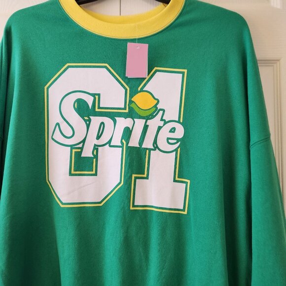 Sprite Logo Green Crewneck Sweatshirt XXL Unisex Cotton Blend NWT - Picture 2 of 10